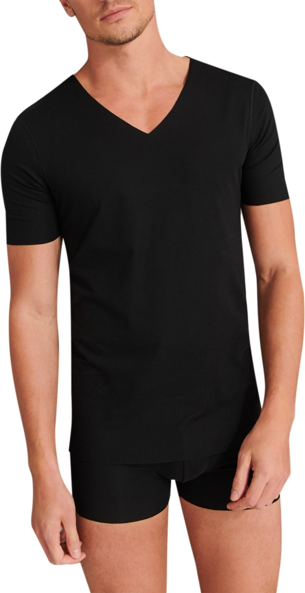 Thumbnail - Schiesser Herren T-Shirt schwarz Baumwolle & Mix unifarben