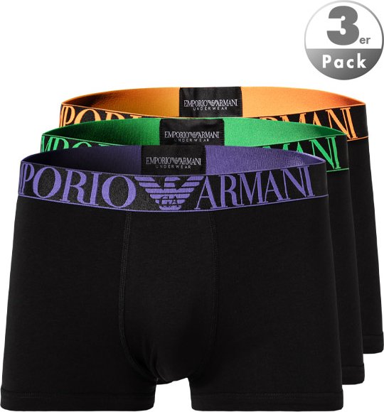 Thumbnail - EMPORIO ARMANI Herren Trunks schwarz Baumwolle & Mix unifarben