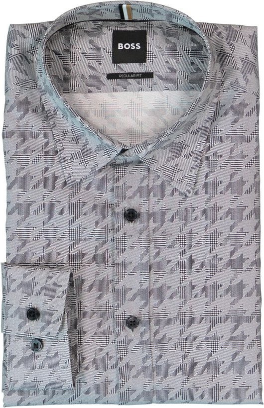 BOSS Black Herren Hemd grau gemustert