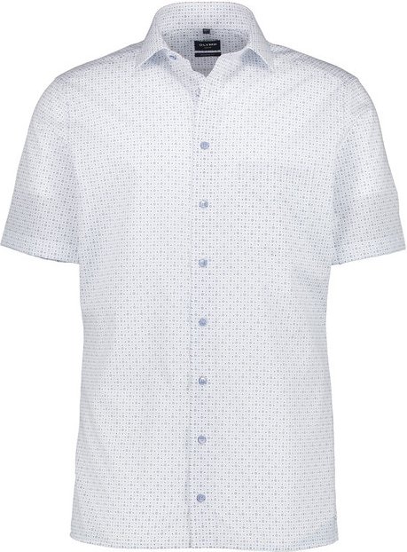 OLYMP Herren Kurzarmhemd weiß gemustert