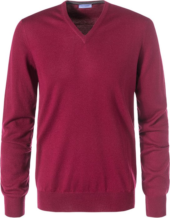 Gran Sasso Herren V-Pullover rot unifarben