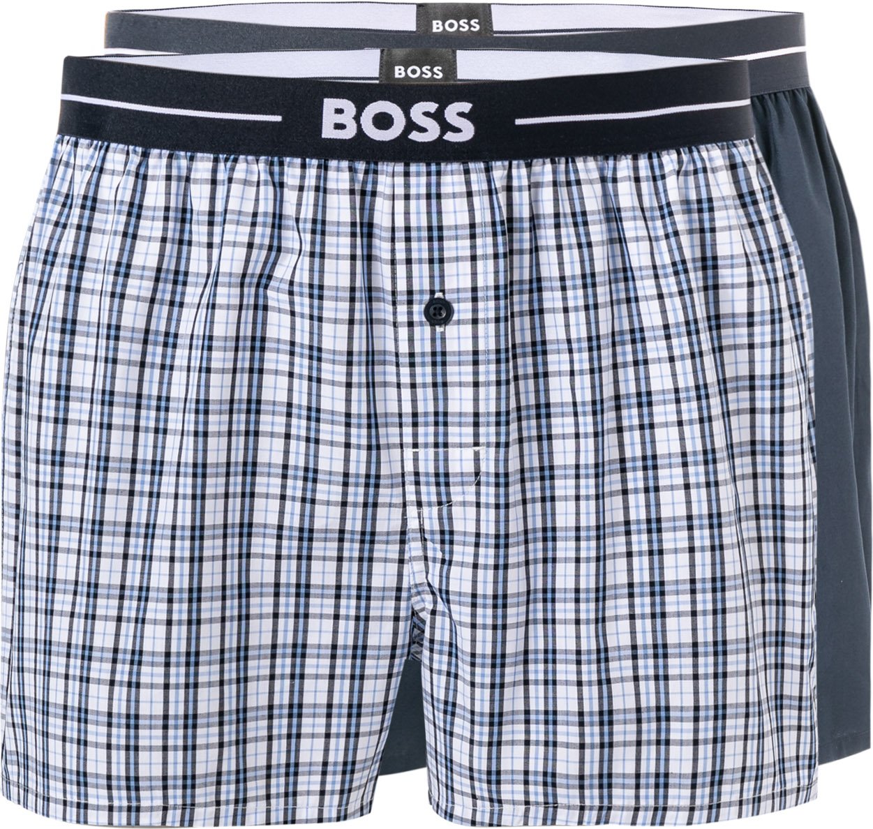 Thumbnail - BOSS Black Herren Pyjama-Shorts blau Baumwolle & Mix Kariert,unifarben