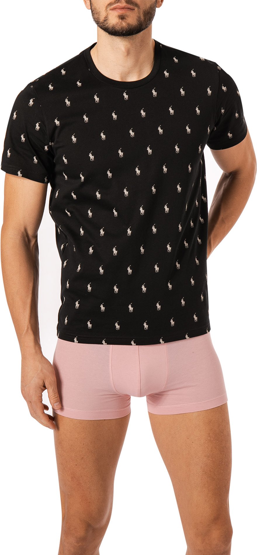 Polo Ralph Lauren Herren T-Shirt schwarz Jersey-Baumwolle Gemustert