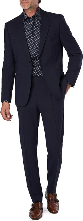 BOSS Black Herren Anzug blau meliert Slim Fit