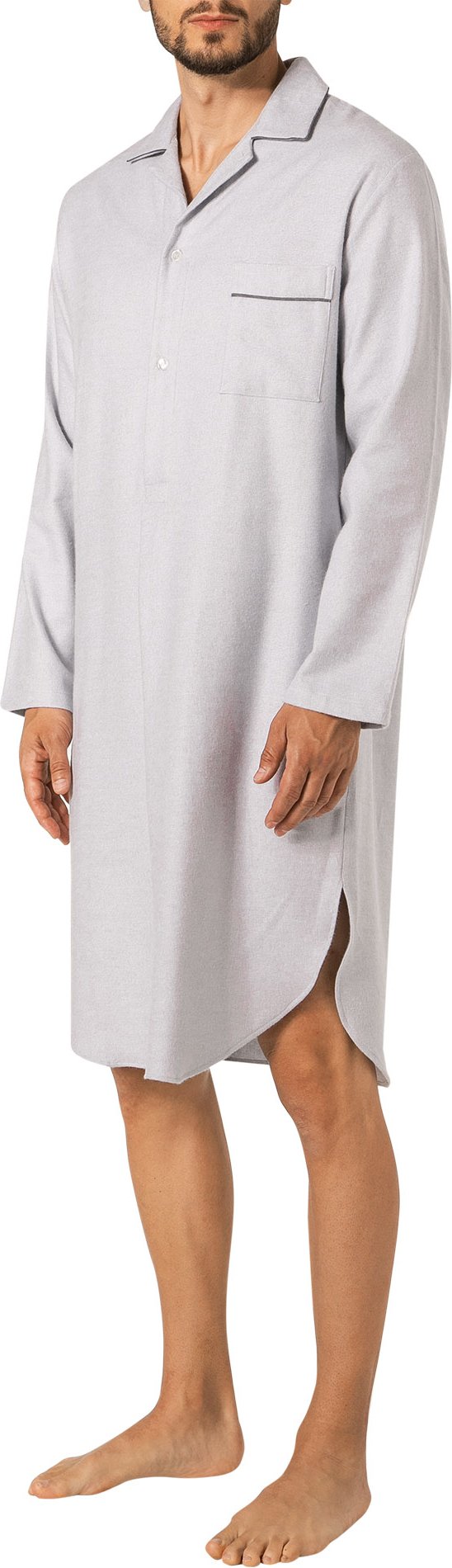Novila Herren Nachthemd grau Flanelle unifarben