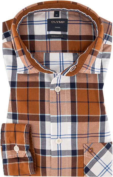 OLYMP Herren Hemd braun kariert