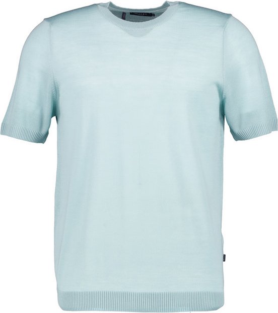 MAERZ Muenchen Herren Kurzarmpullover blau unifarben