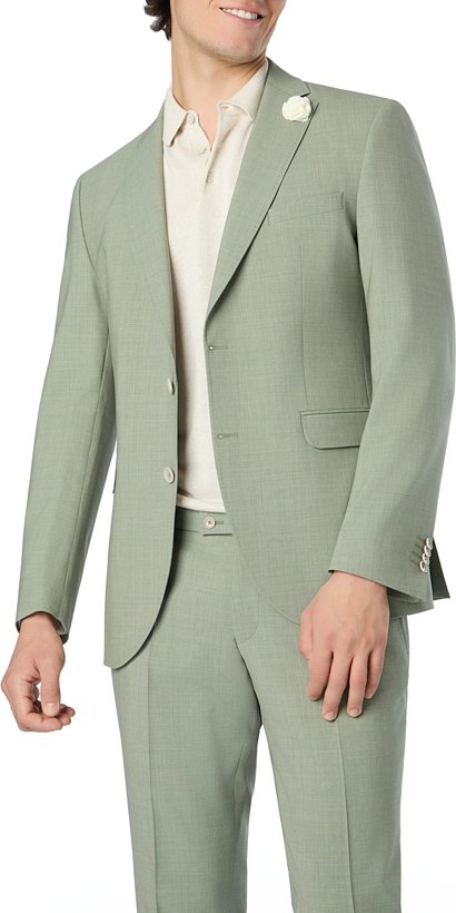 CG Herren Sakkos/Blazer grün meliert Slim Fit