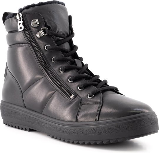 BOGNER Herren Boots schwarz Glattleder