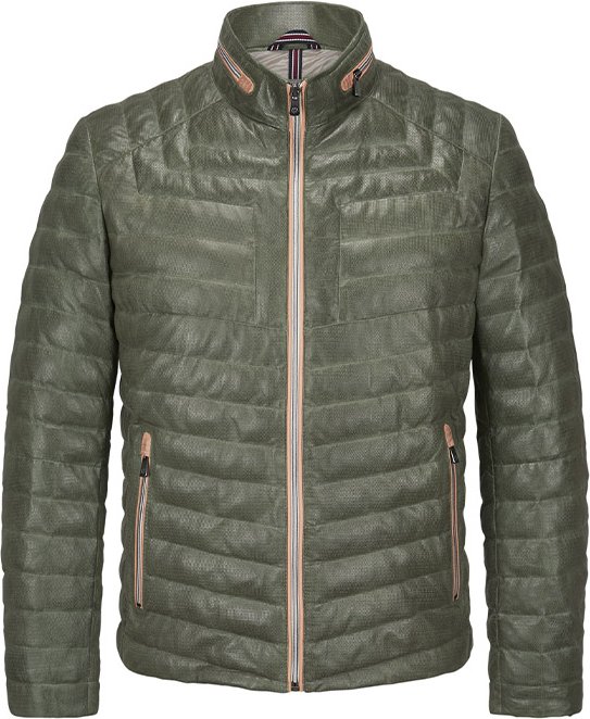 MILESTONE Herren Lederjacke grün unifarben