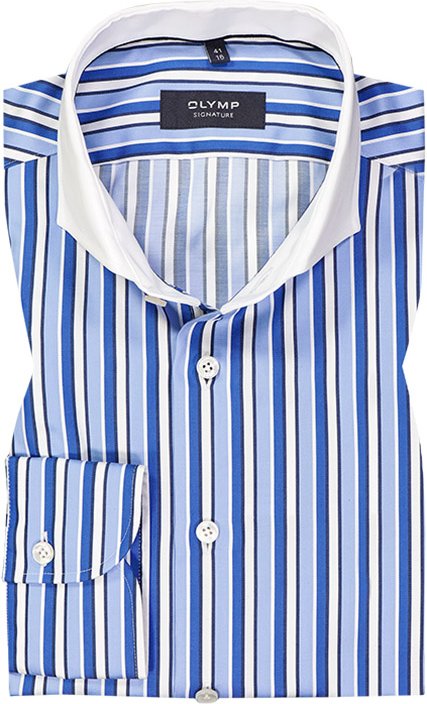 OLYMP Signature Herren Hemd blau gestreift