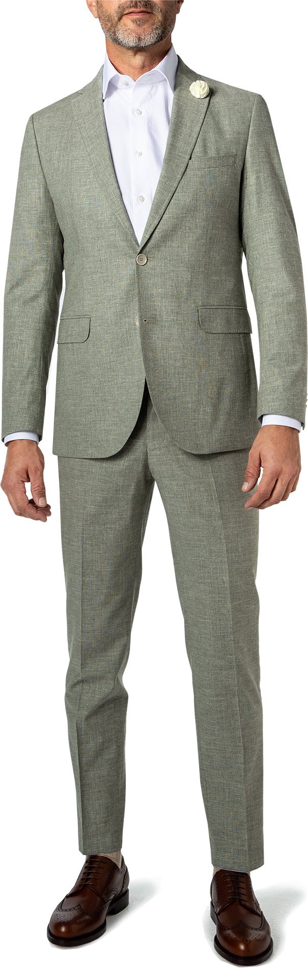 Thumbnail - CG Herren Anzug grün meliert Slim Fit