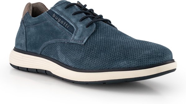 bugatti Herren Schnürschuhe blau Velours