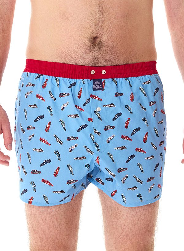 MC ALSON Herren Boxershorts blau Reine Baumwolle Gemustert