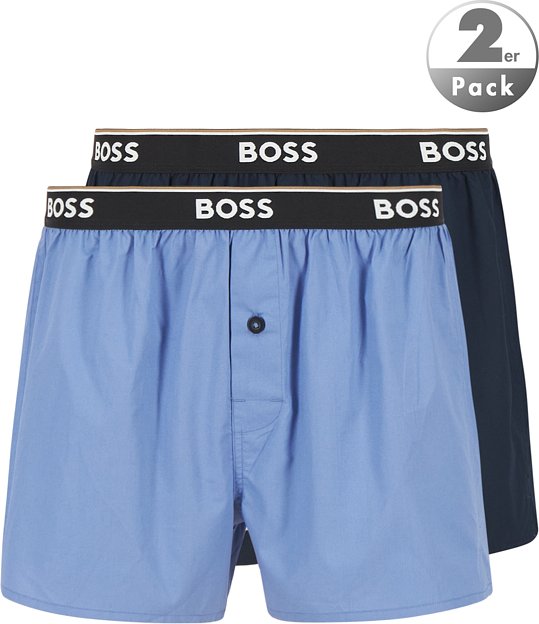 Thumbnail - BOSS Black Herren Boxershorts blau Reine Baumwolle unifarben