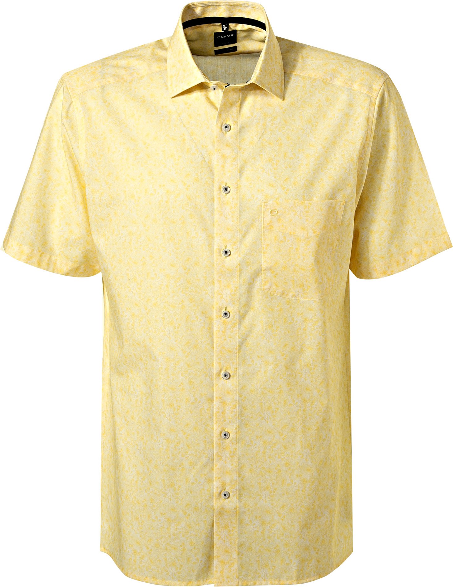 OLYMP Herren Kurzarmhemd gelb geblümt