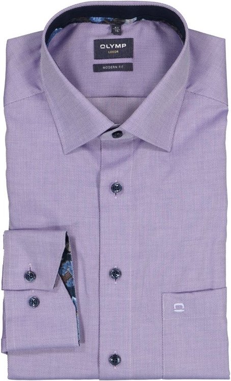 OLYMP Herren Hemd violett meliert