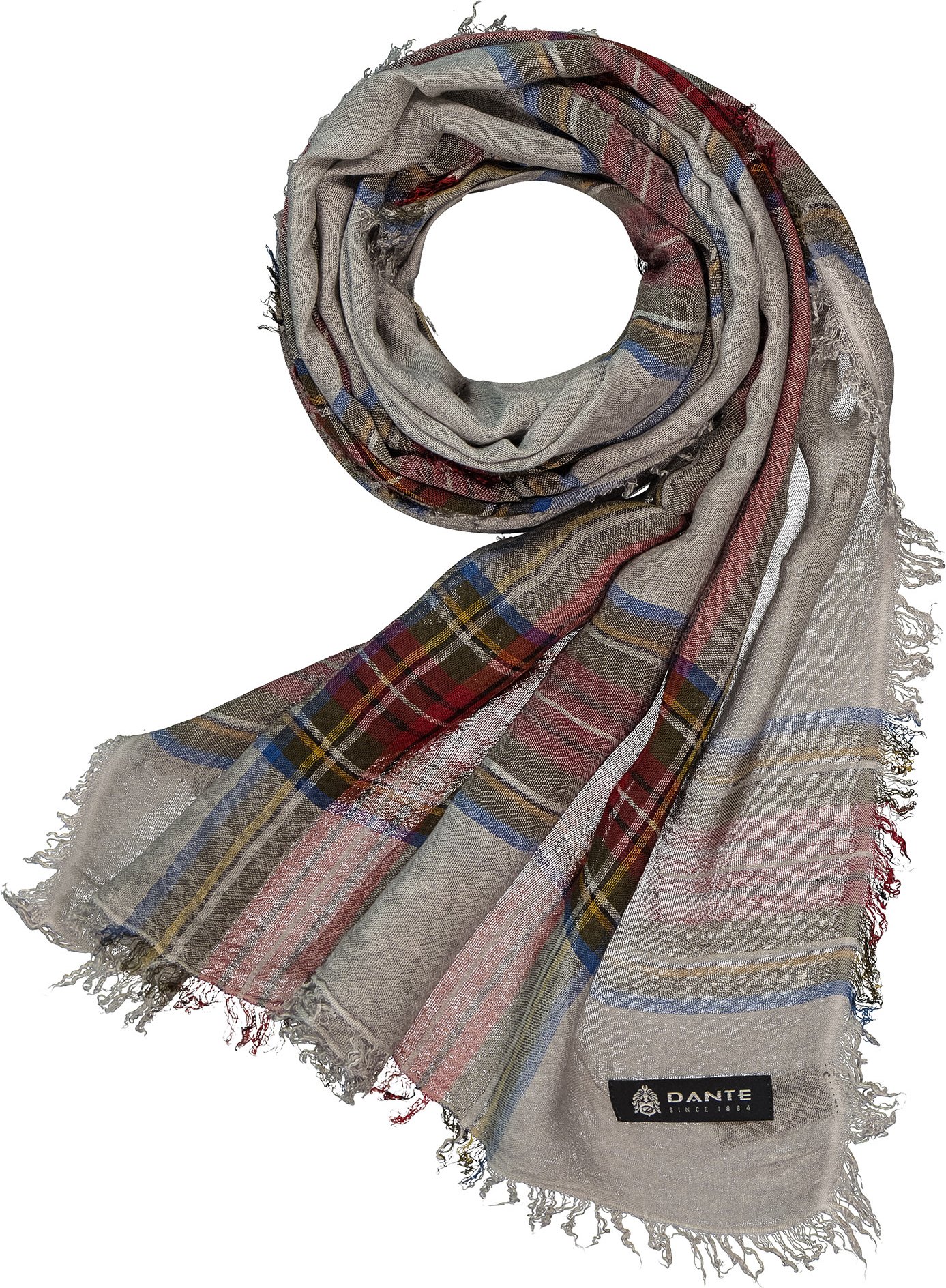 DANTE Herren Schal grau Viskose/Modal kariert