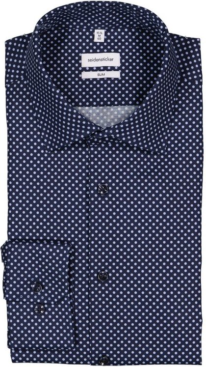 Thumbnail - Seidensticker Herren Hemd blau gemustert Slim Fit