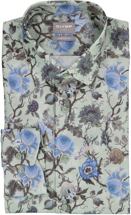 OLYMP Herren Hemd grau geblümt Comfort Fit