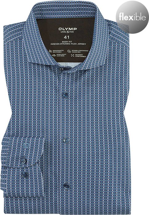 OLYMP Herren Hemd blau gemustert