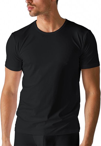 Mey Herren T-Shirt schwarz Baumwolle & Mix unifarben