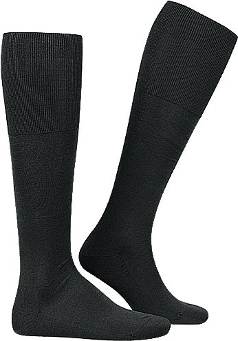 Falke Herren Kniestrümpfe schwarz Ägyptische Baumwolle unifarben