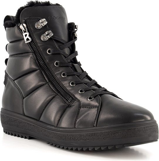 BOGNER Herren Boots schwarz Glattleder
