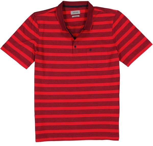 Pierre Cardin Herren Polo-Shirt rot gestreift