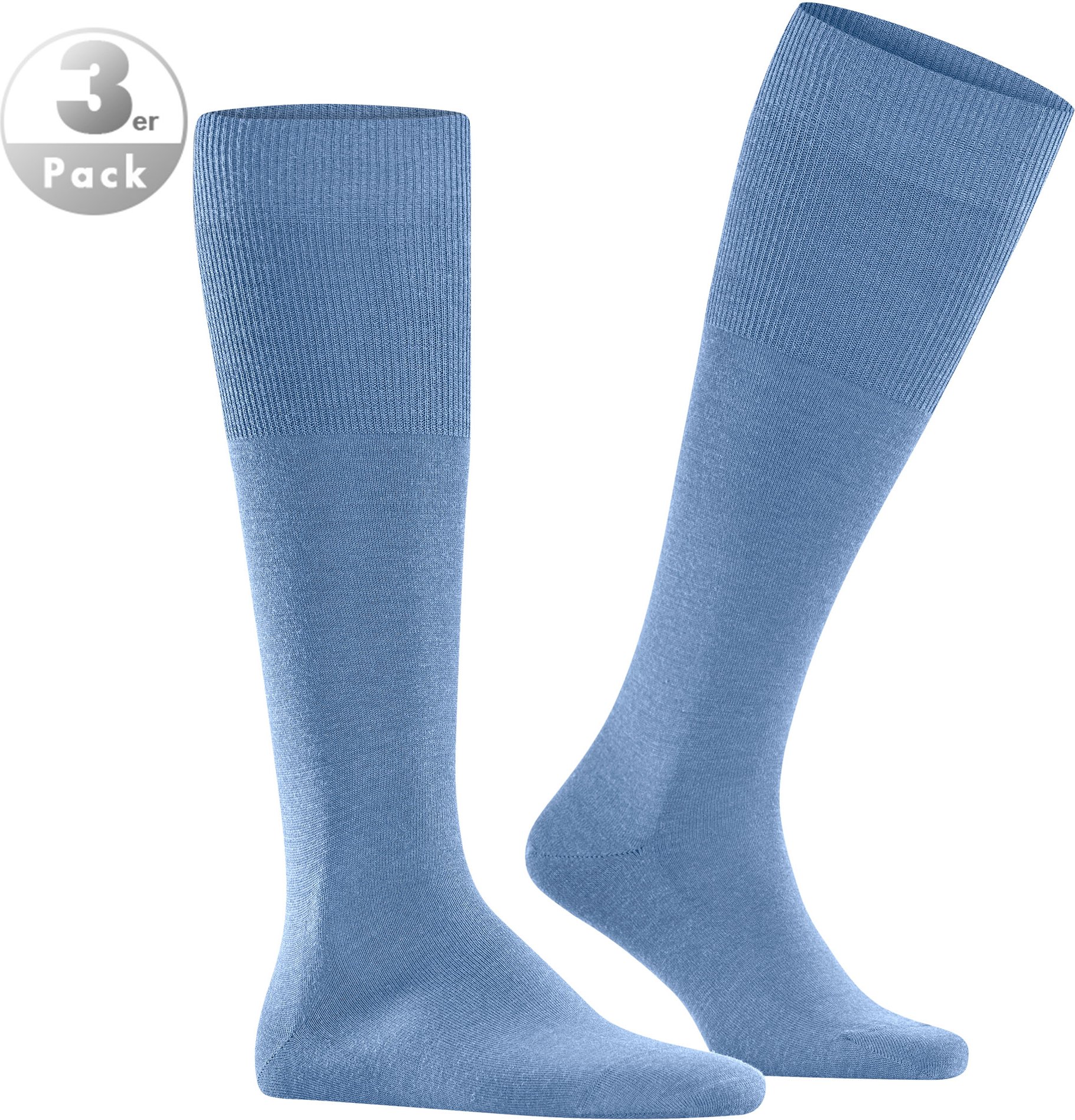 Thumbnail - Falke Herren Kniestrümpfe blau Schur-Wolle unifarben