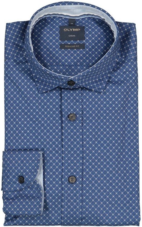 OLYMP Herren Hemd blau gemustert