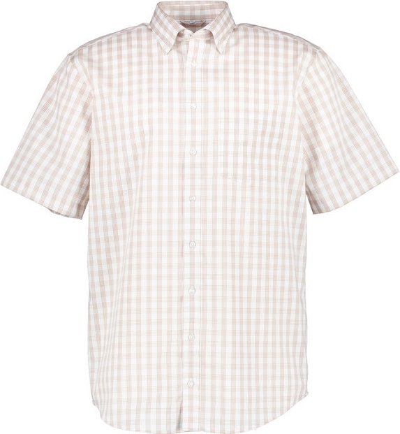 Seidensticker Herren Kurzarmhemd beige kariert Comfort Fit