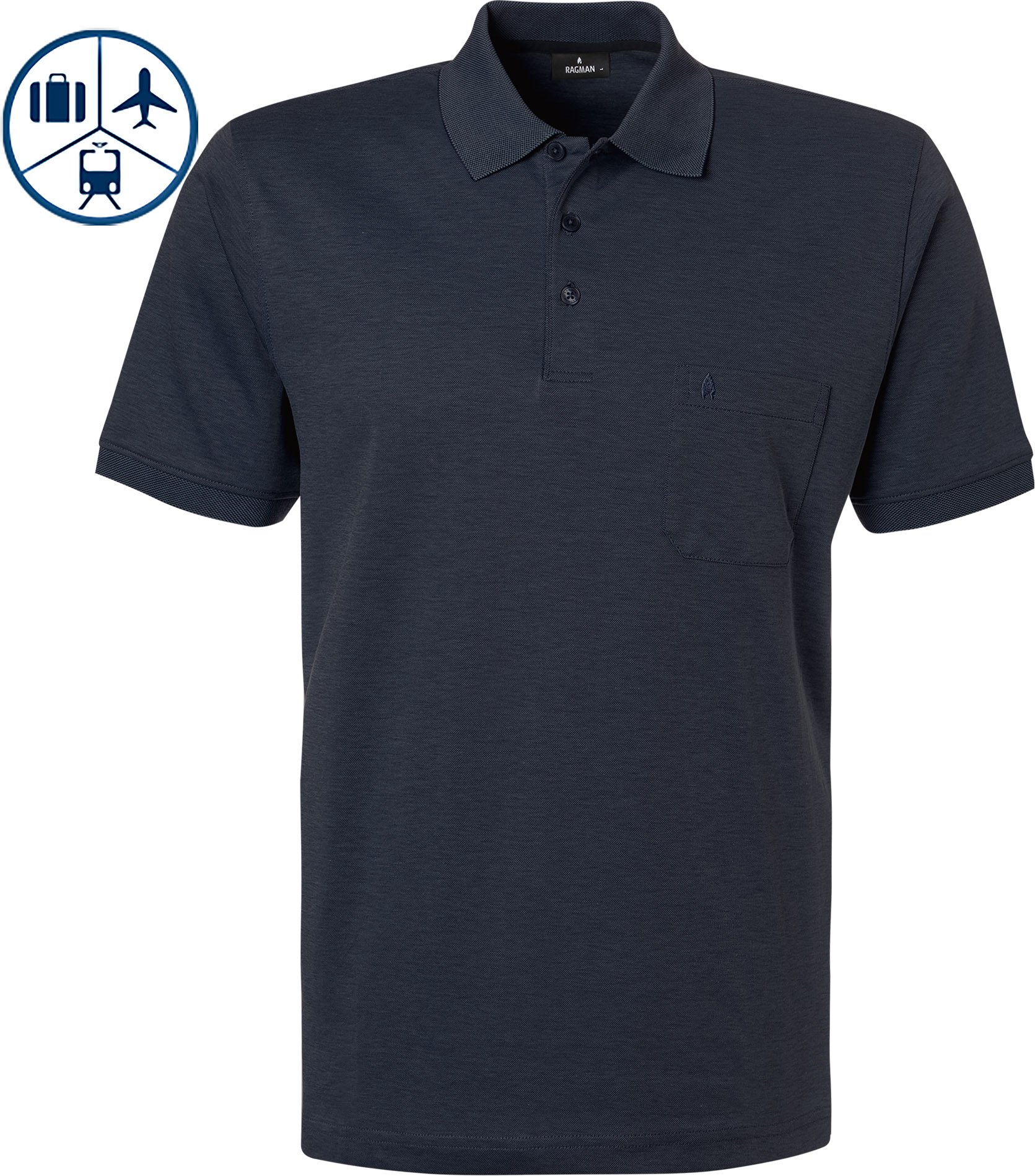 RAGMAN Herren Polo-Shirt blau