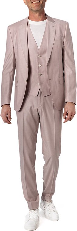 Thumbnail - BOSS Black Herren Anzug rosa meliert Slim Fit