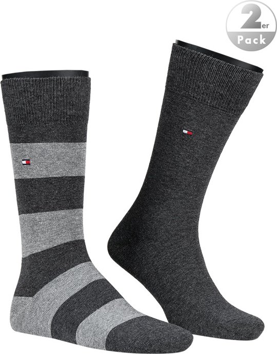 Tommy Hilfiger Herren Socken grau Baumwolle & Mix Gestreift
