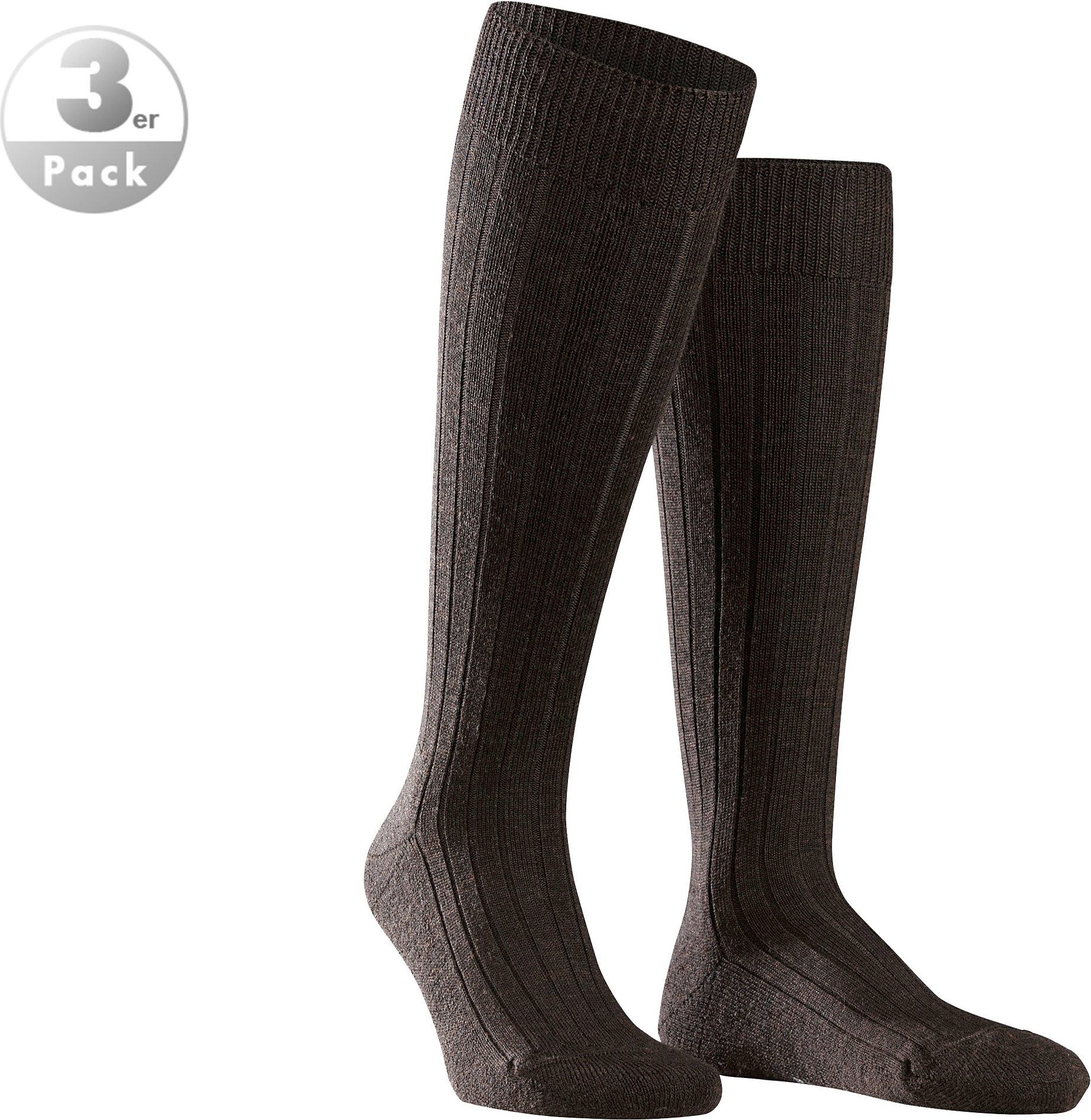 Falke Herren Kniestrumpf braun Schur-Wolle unifarben