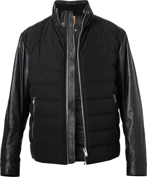 Thumbnail - BOSS Black Herren Lederjacke schwarz unifarben