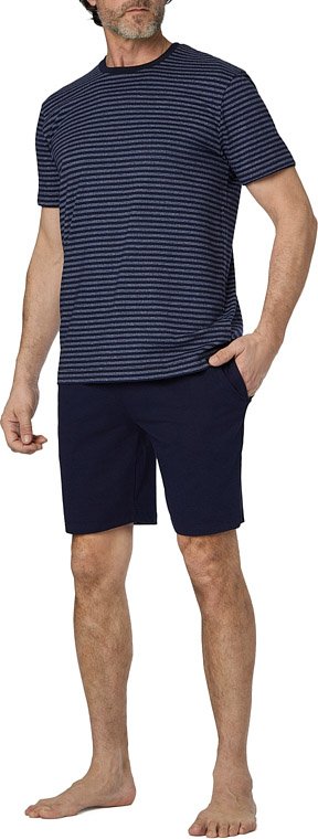 bugatti Herren Pyjama blau Modal Gestreift