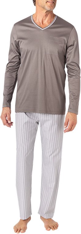 Thumbnail - Novila Herren Pyjama grau Baumwolle & Mix Gemustert