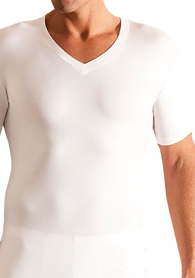 Novila Herren V-Shirt weiß Baumwolle & Mix unifarben