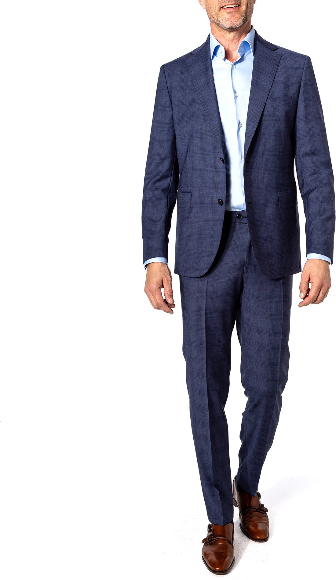 Thumbnail - DRESSLER Herren Anzug blau kariert