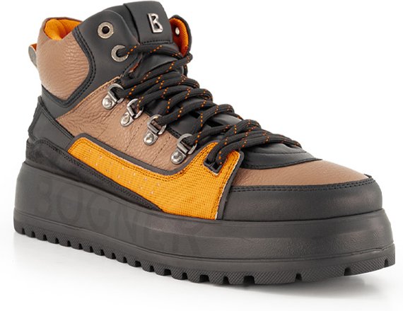 BOGNER Herren Schnürboots beige Glattleder