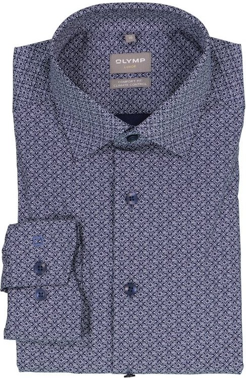 Thumbnail - OLYMP Herren Hemd blau gemustert Comfort Fit