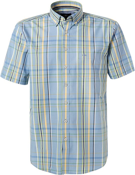 Fynch-Hatton Herren Kurzarmhemd blau kariert
