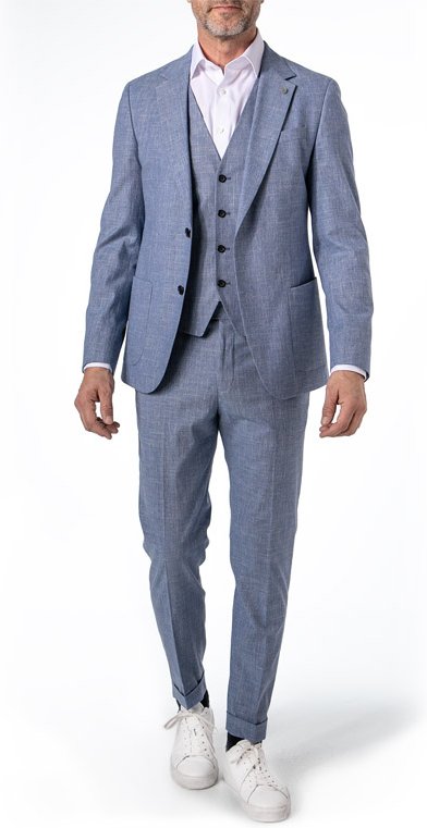Strellson Herren Anzug blau meliert Slim Fit