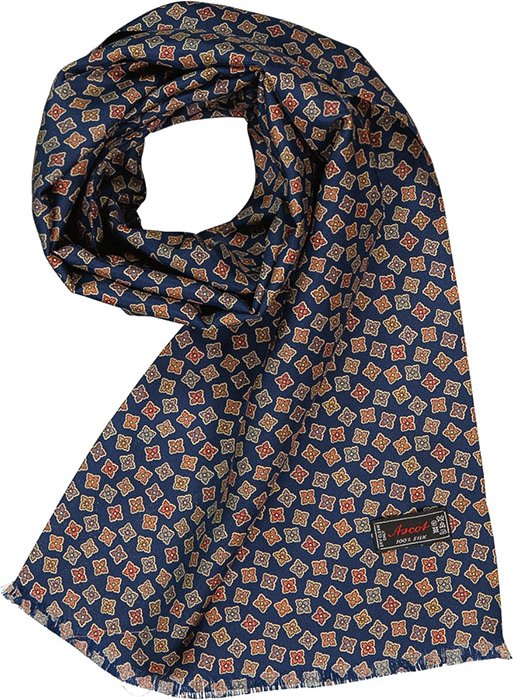 Ascot Herren Schal blau Seide gemustert