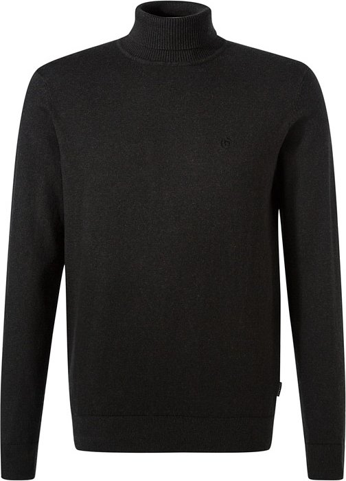 bugatti Herren Rollkragenpullover schwarz unifarben