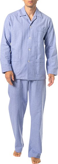 Thumbnail - DEREK ROSE Herren Pyjama Set blau Baumwolle & Mix unifarben