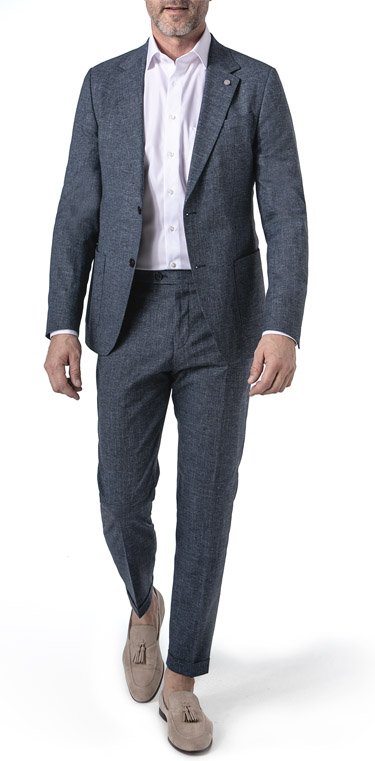 Strellson Herren Anzug blau meliert Slim Fit