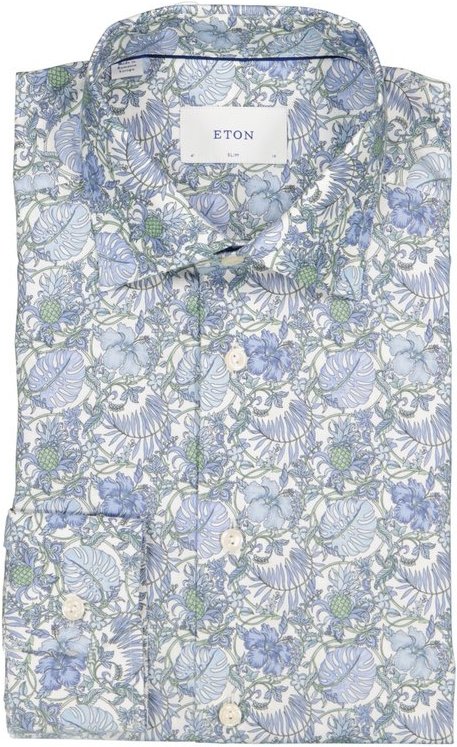 ETON Herren Hemd blau geblümt Slim Fit